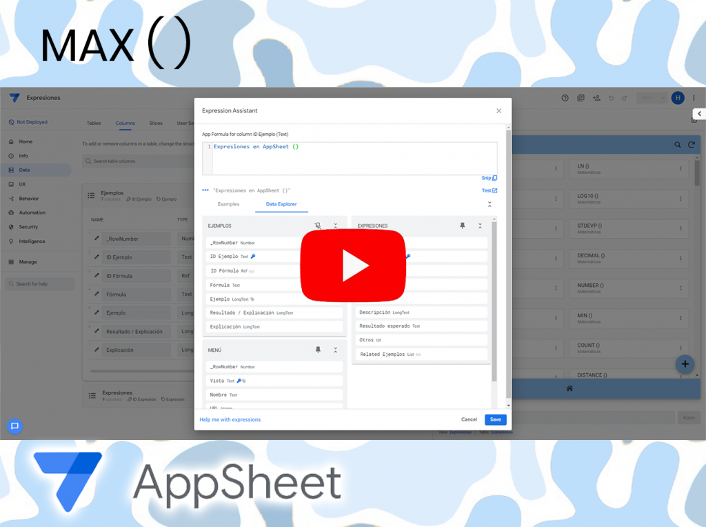 AppSheet MAX Expresiones Formulas TailorSheet