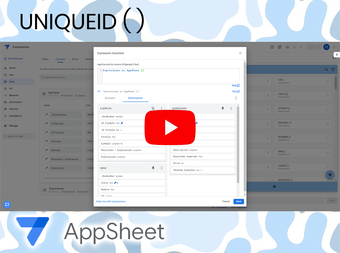 uniqueid-appsheet-expresiones-tailorsheet